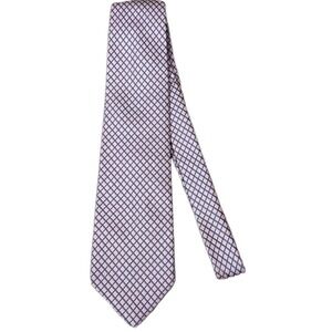 Brooks Brothers Men's Silk Necktie Pink Blue 58 x 3.75 Diamond Print Tie Basics